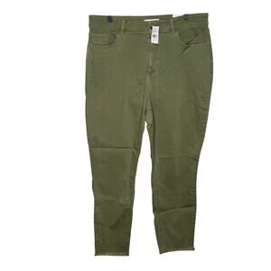 Loft High Waist Skinny Crop  Woman’s 14 Green High Rise Raw Hem NWT